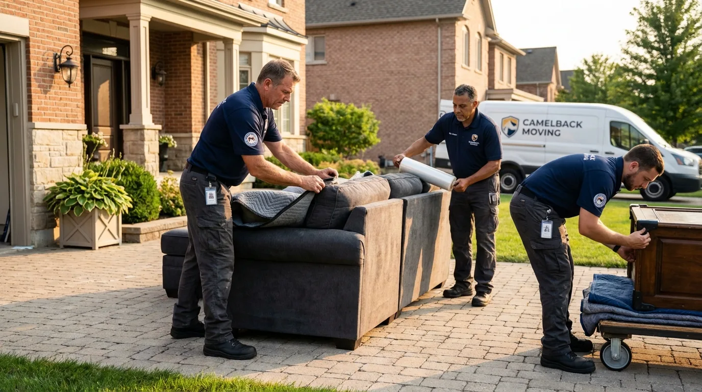 Large estate moving crew wrapping furniture in Cleveland, MS