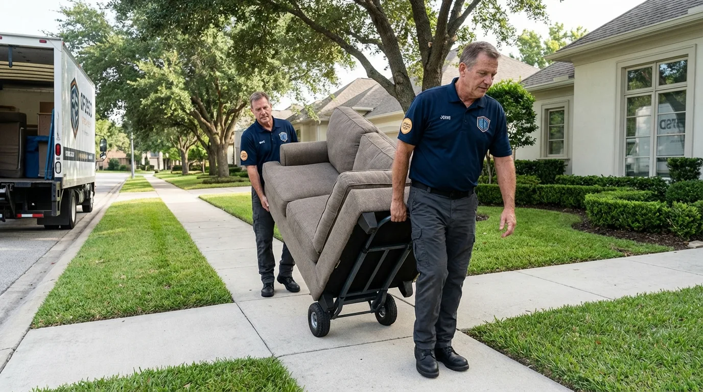 Local residential moving crew loading furniture in Cleveland, MS