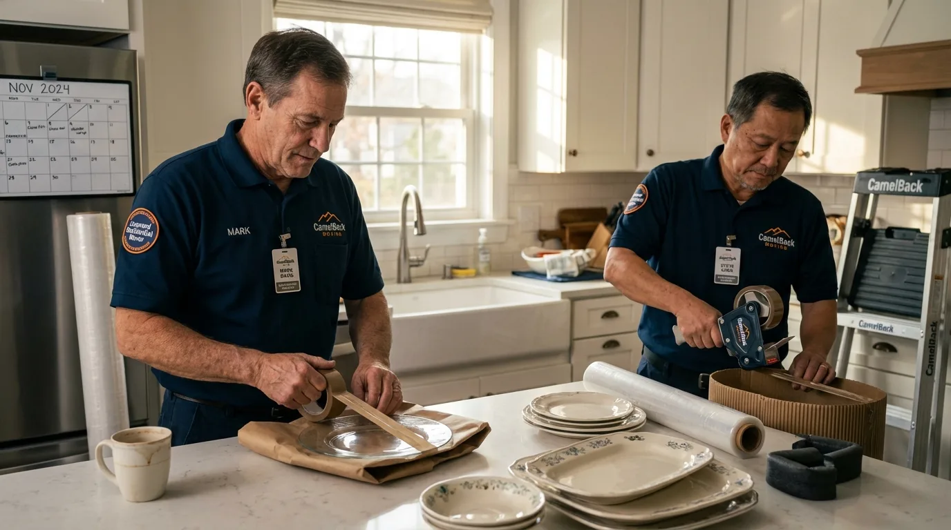 Professional crew packing kitchen dishware in Cleveland, MS